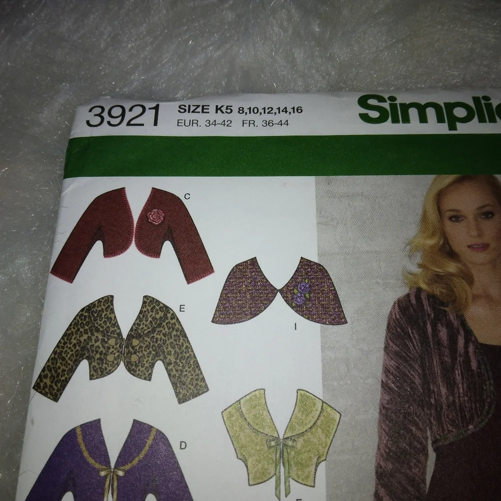 SIMPLICITY 3821 Sz 8-16 Misses boleros and caplets with trim variations
